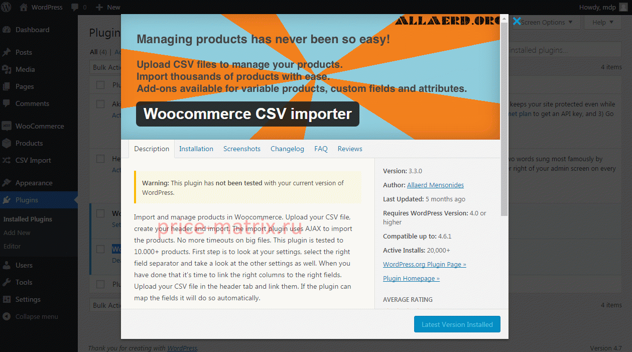 плагин Woocommerce CSV Importer